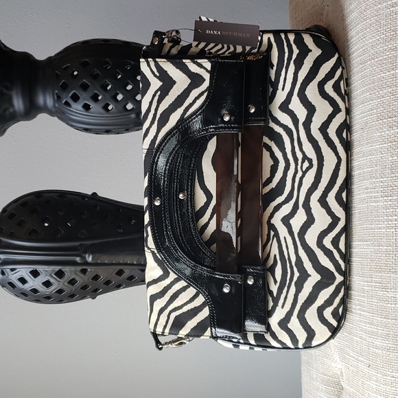 Dana Buchman fold over clutch zebra canvas - Picture 1 of 7